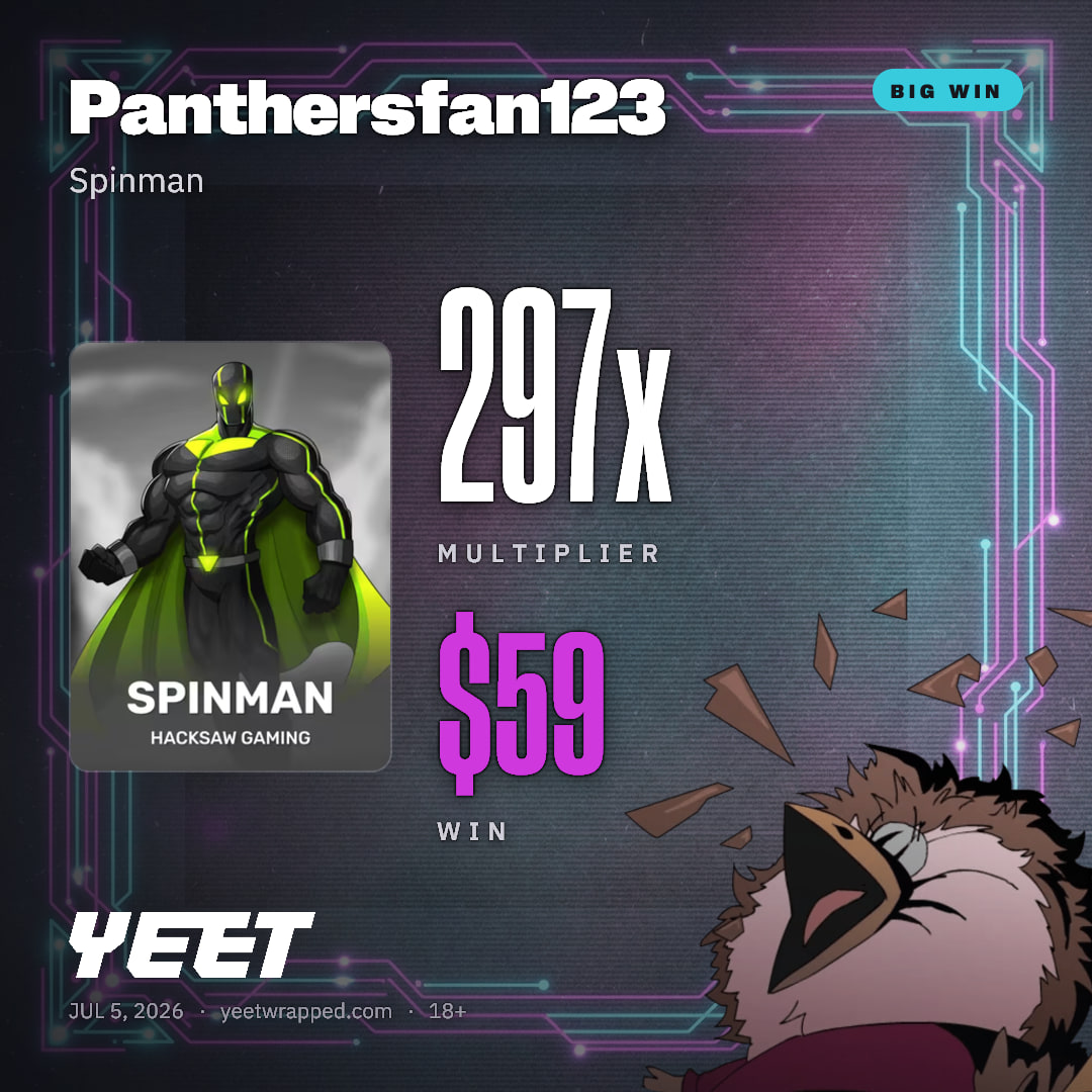 Panthersfan123 hit 296.6x on Spinman