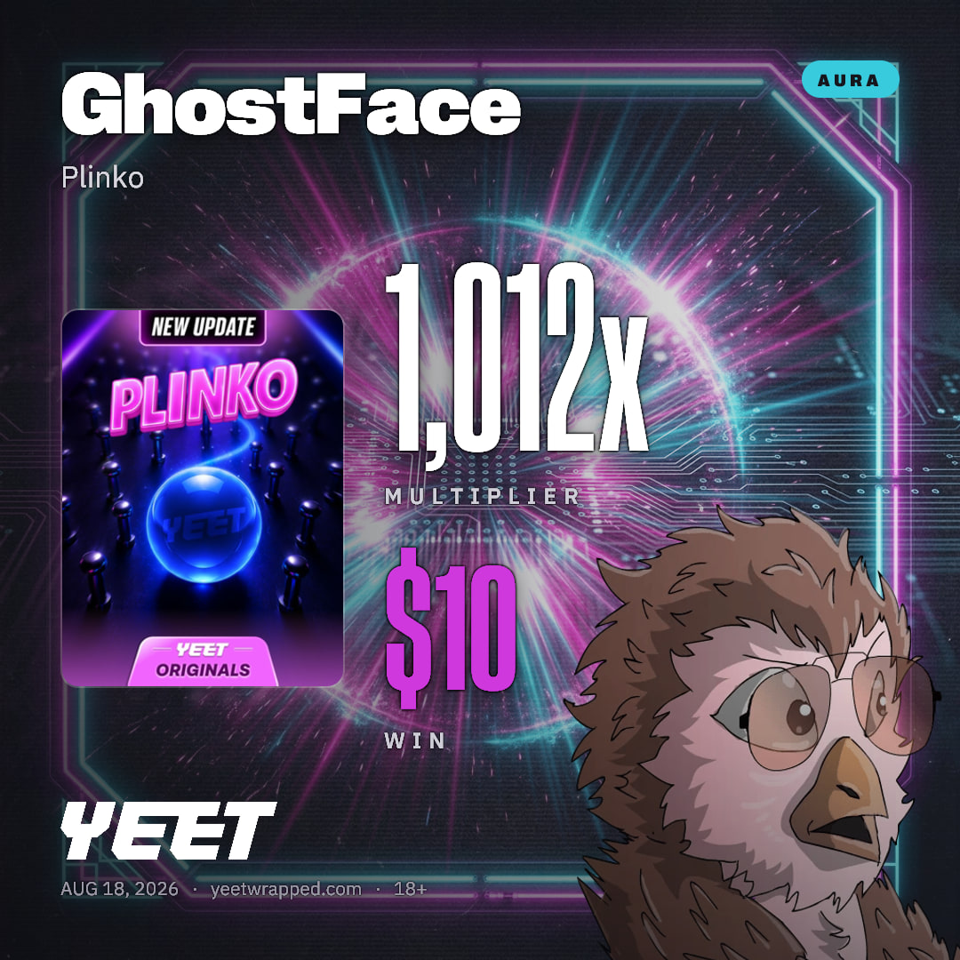 GhostFace hit 1,012x on Plinko