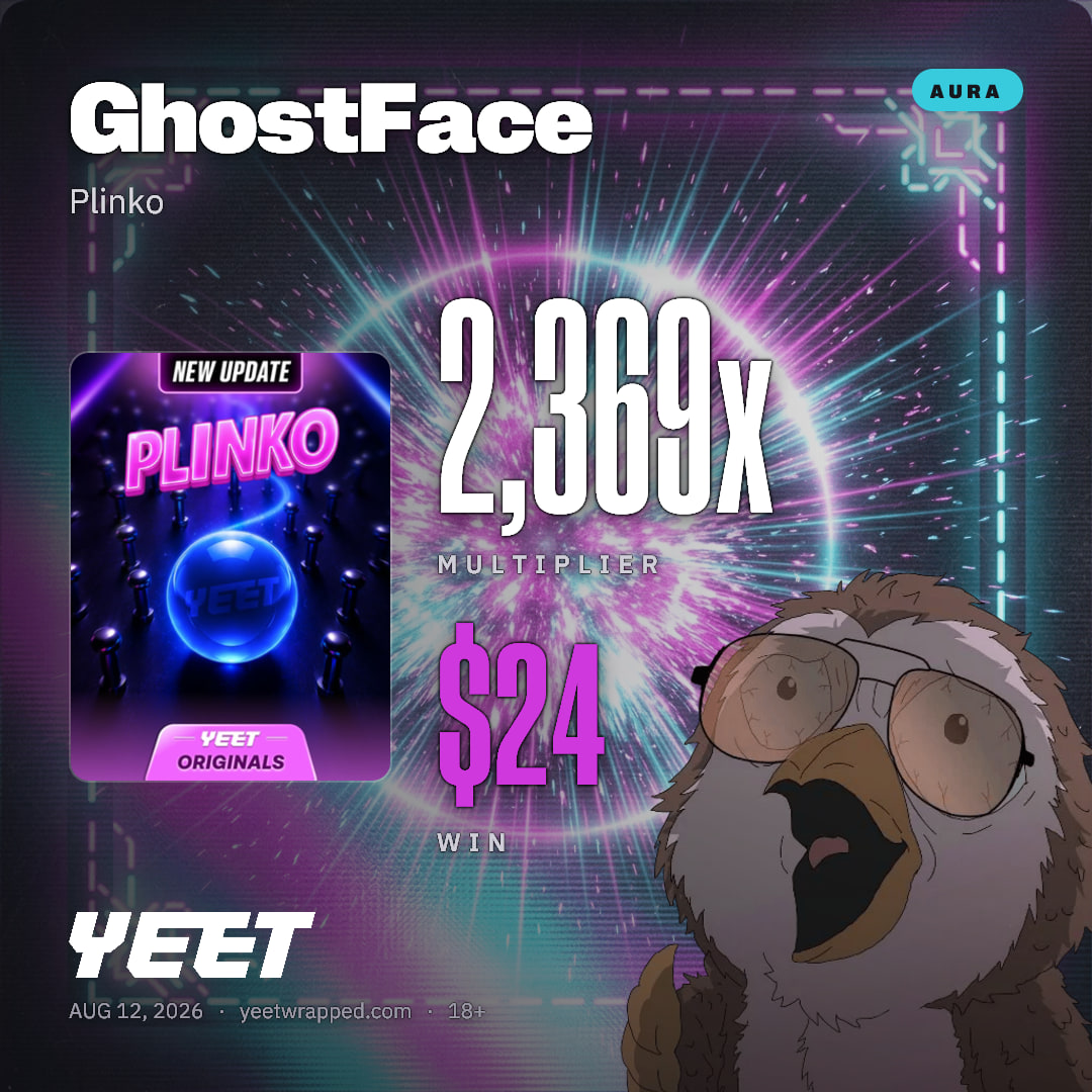 GhostFace hit 2,369x on Plinko