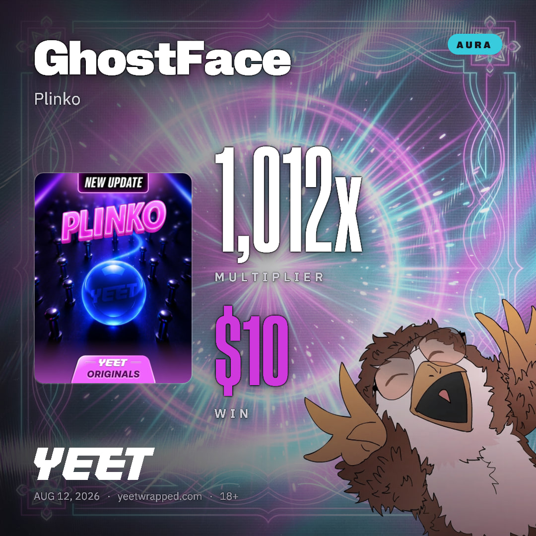 GhostFace hit 1,012x on Plinko