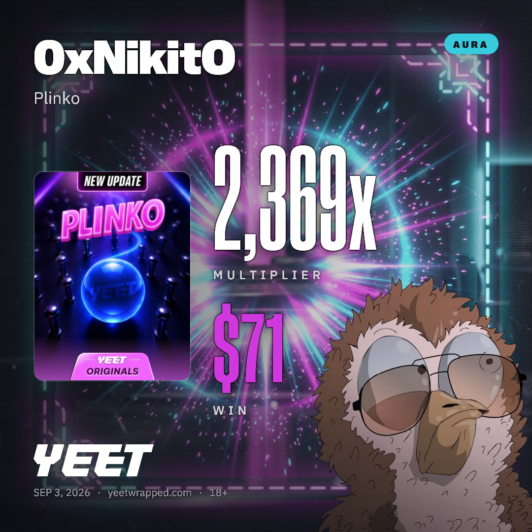 0xNikitO hit 2,369x on Plinko