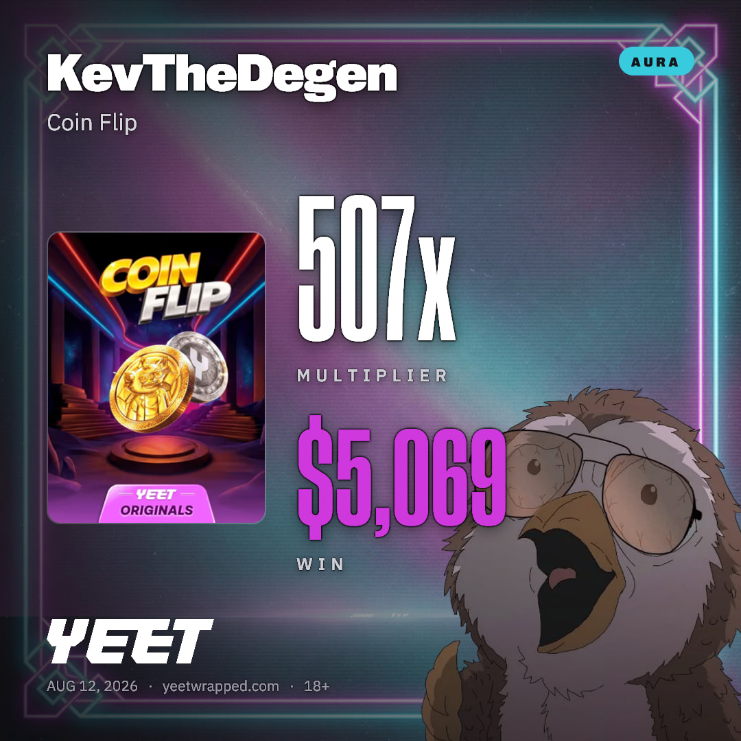 KevTheDegen hit 506.9x on Coin Flip