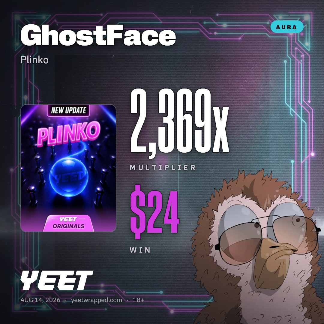GhostFace hit 2,369x on Plinko