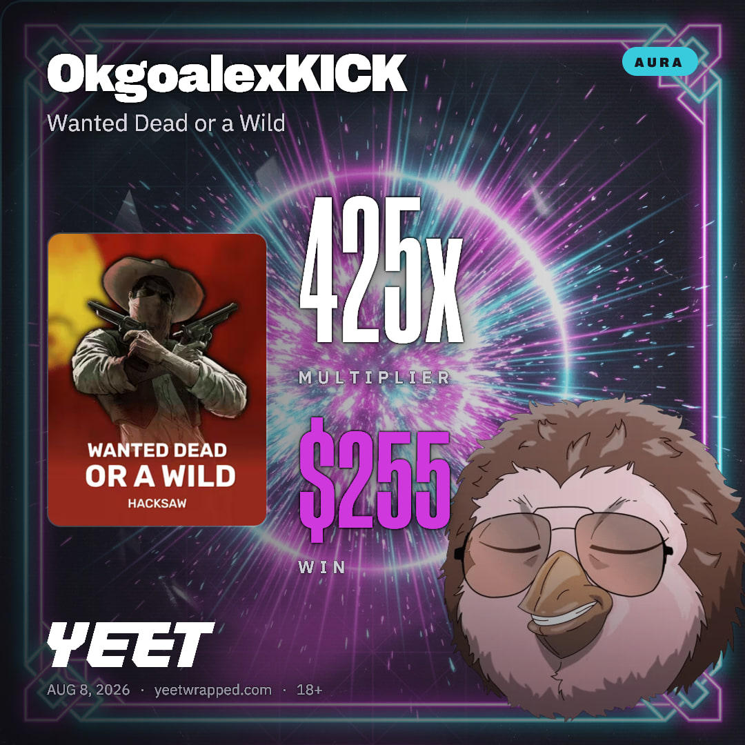 OkgoalexKICK hit 424.9x on Wanted Dead or a Wild