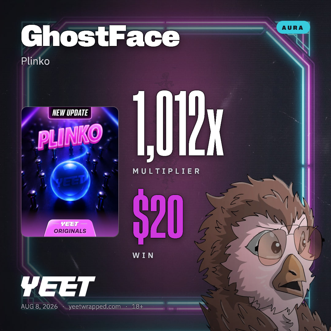 GhostFace hit 1,012x on Plinko