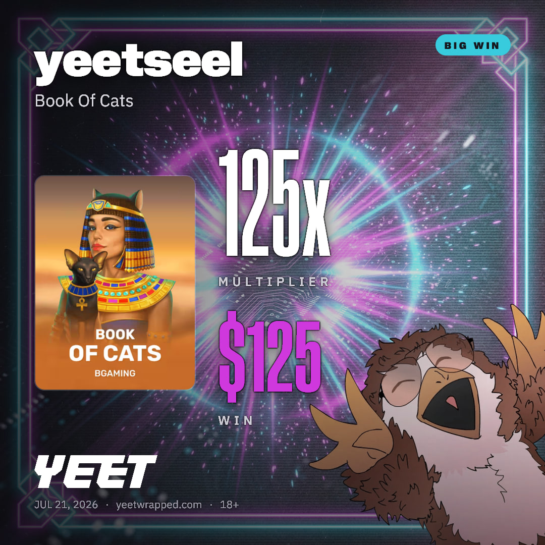 yeetseel hit 125.2x on Book Of Cats