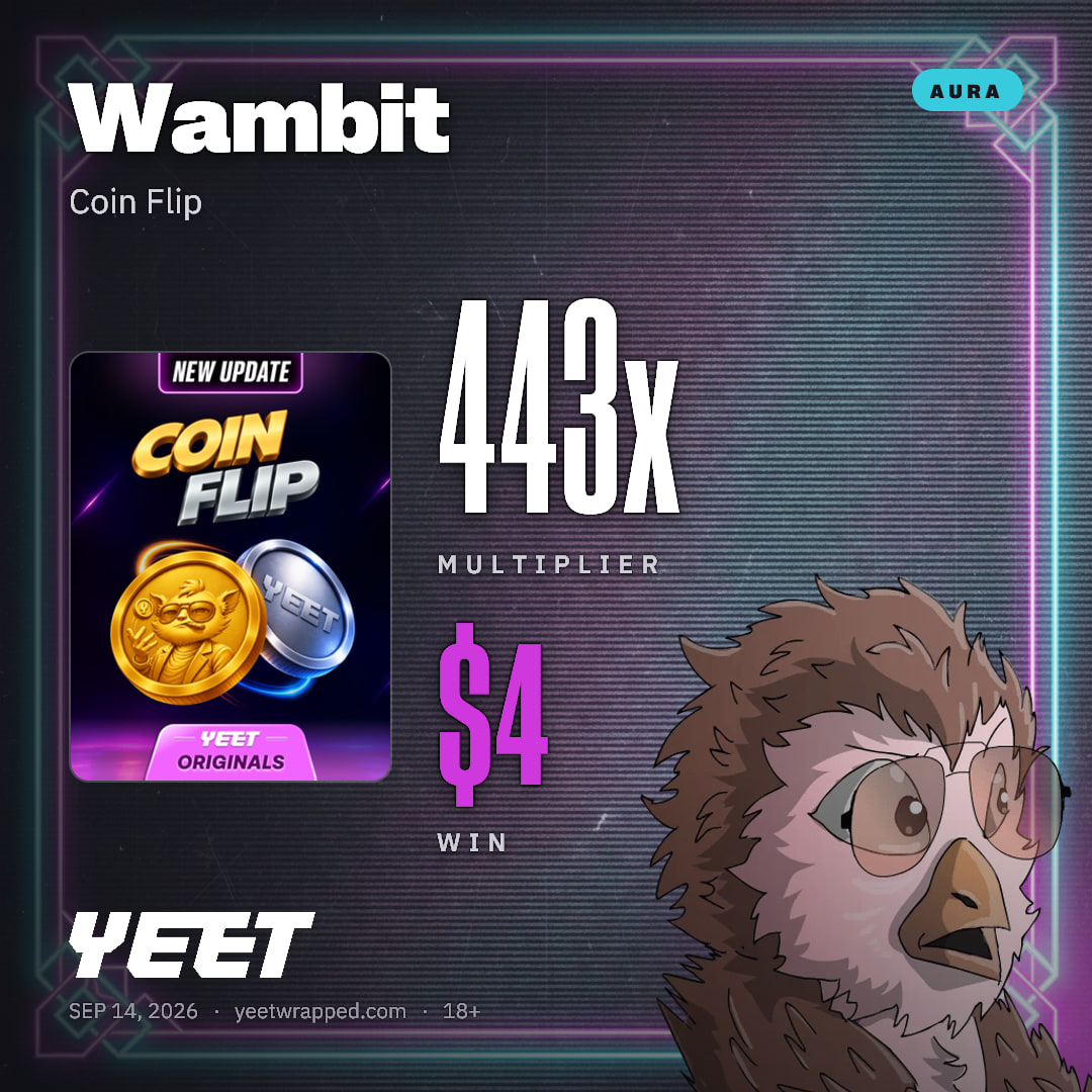 Wambit hit 442.9x on Coin Flip