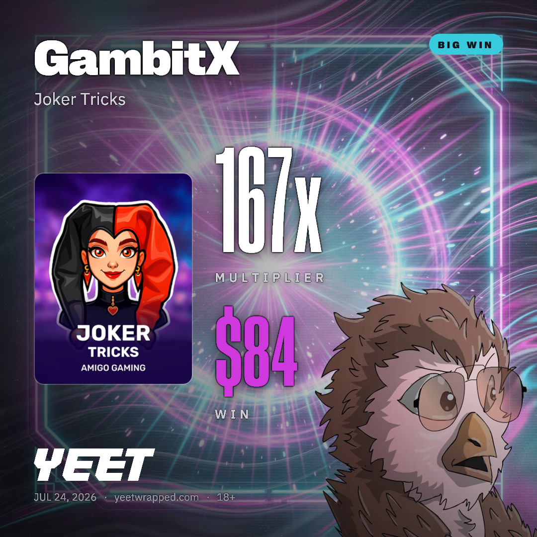 GambitX hit 167.1x on Joker Tricks