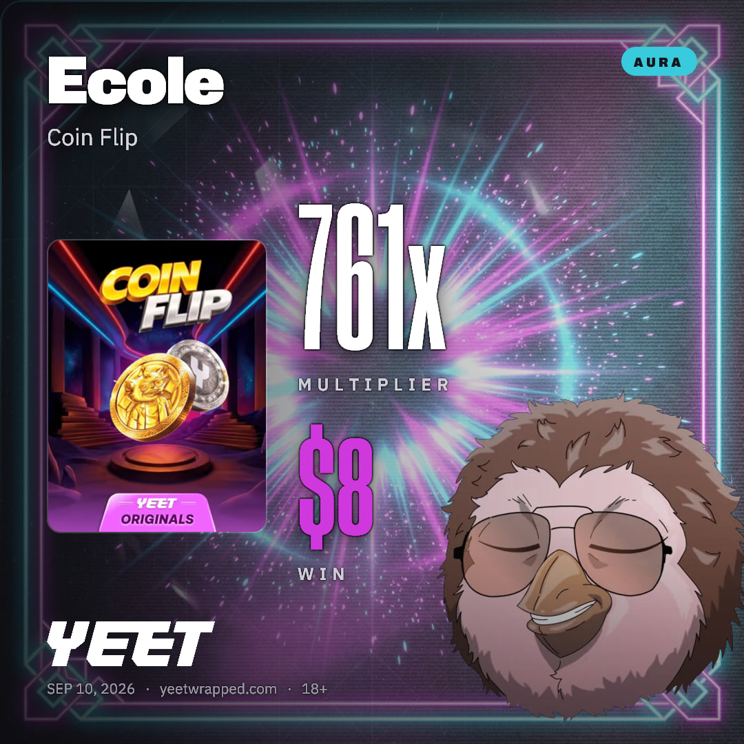 Ecole hit 760.6x on Coin Flip