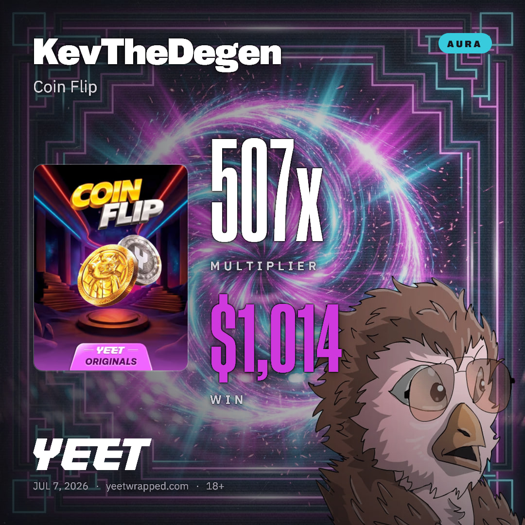 KevTheDegen hit 506.9x on Coin Flip