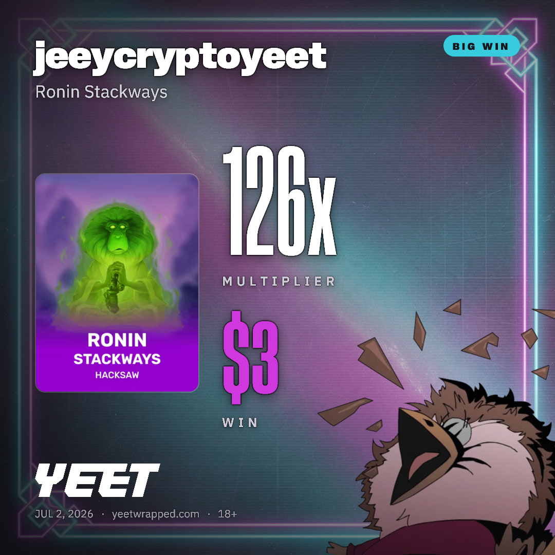 jeeycryptoyeet hit 126.4x on Ronin Stackways