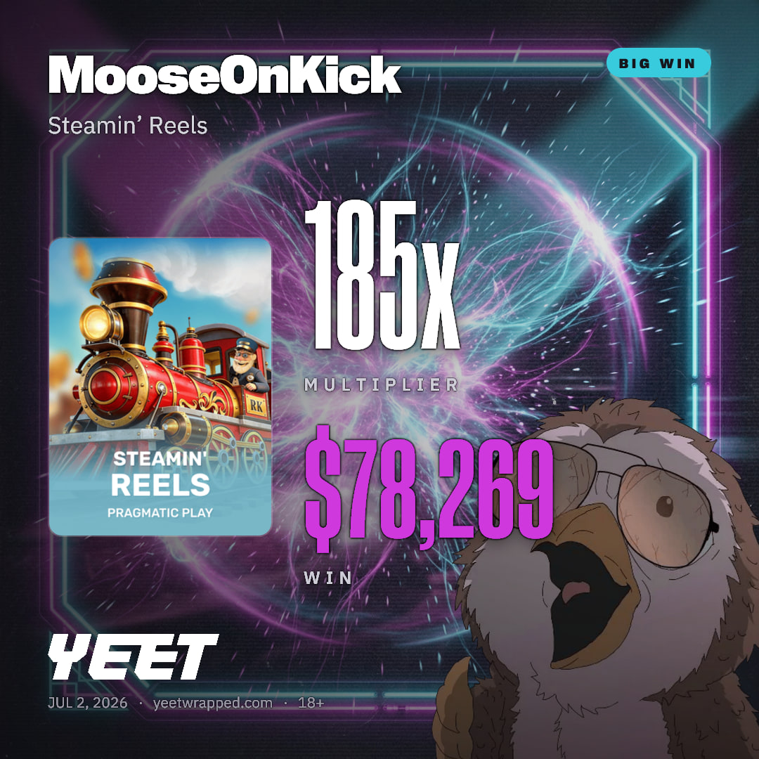 MooseOnKick hit 185x on Steamin’ Reels
