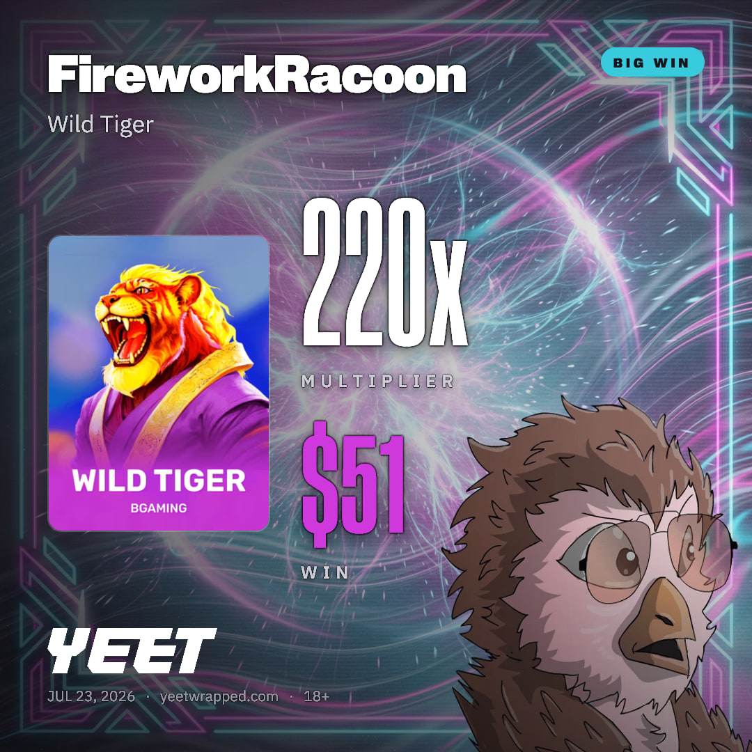 FireworkRacoon hit 220x on Wild Tiger