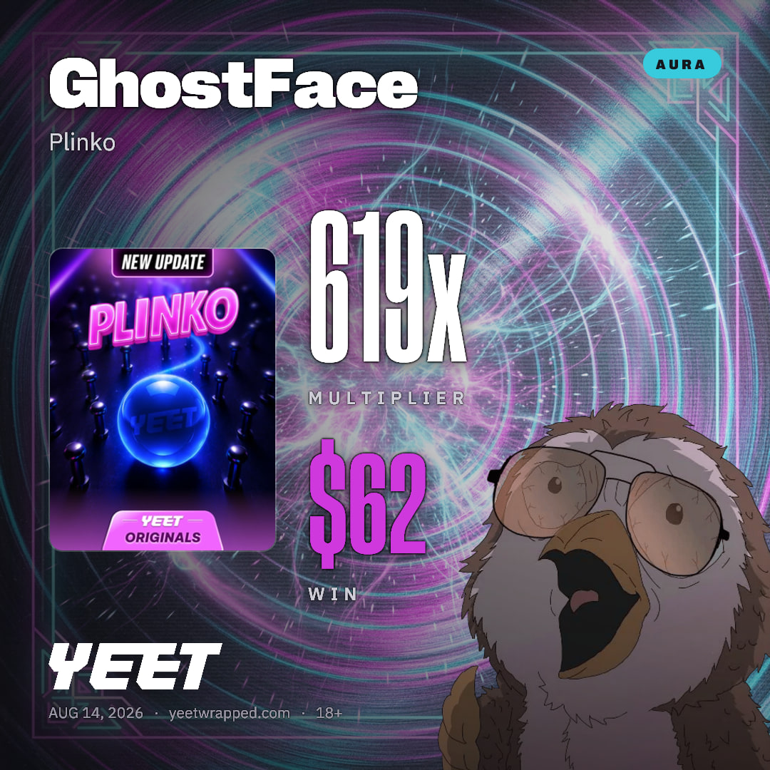 GhostFace hit 619x on Plinko