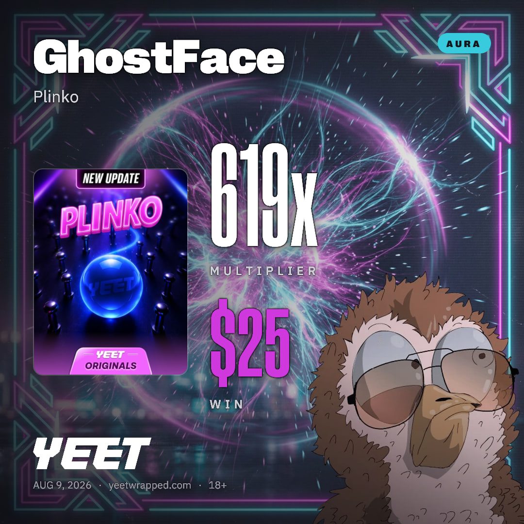 GhostFace hit 619x on Plinko