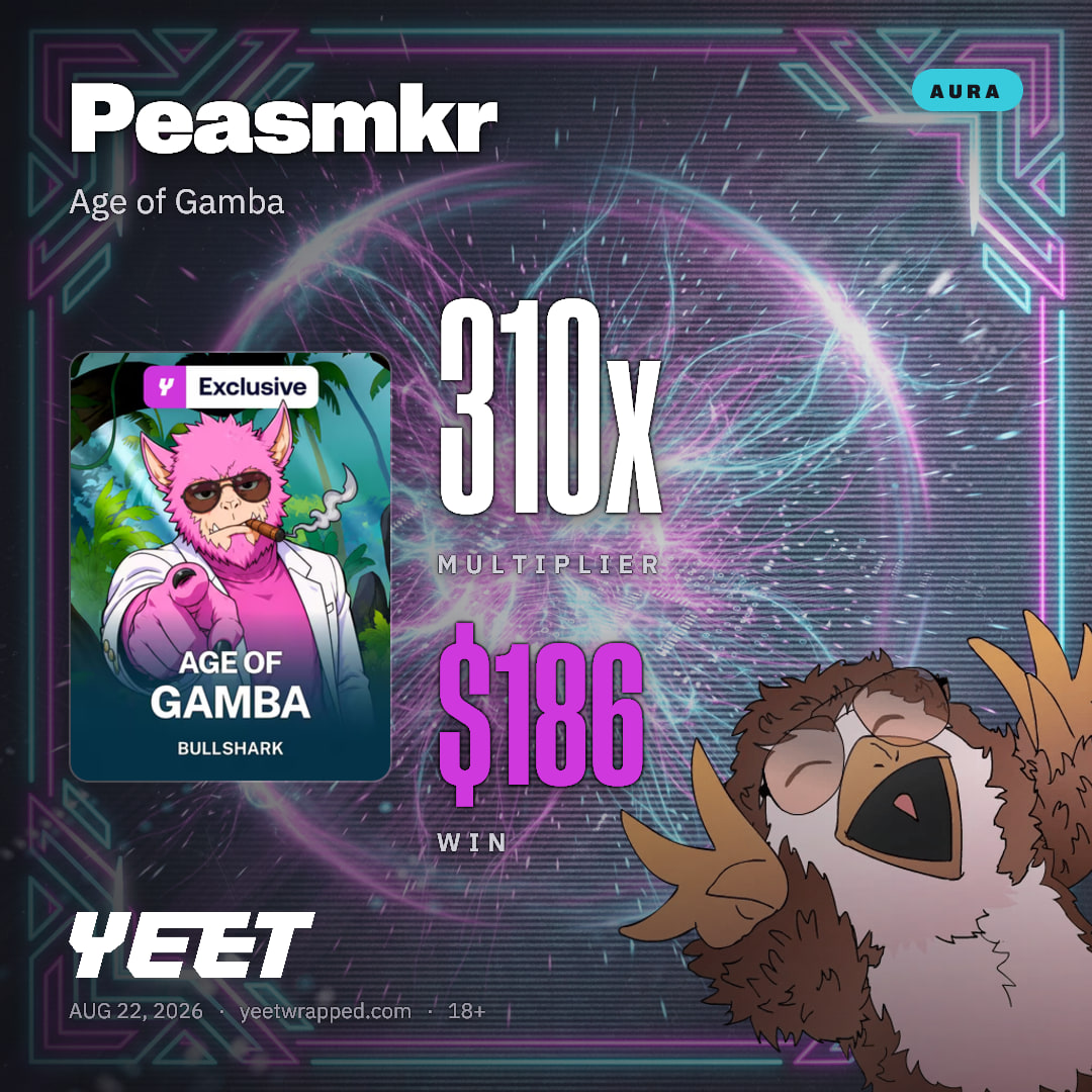 Peasmkr hit 309.7x on Age of Gamba