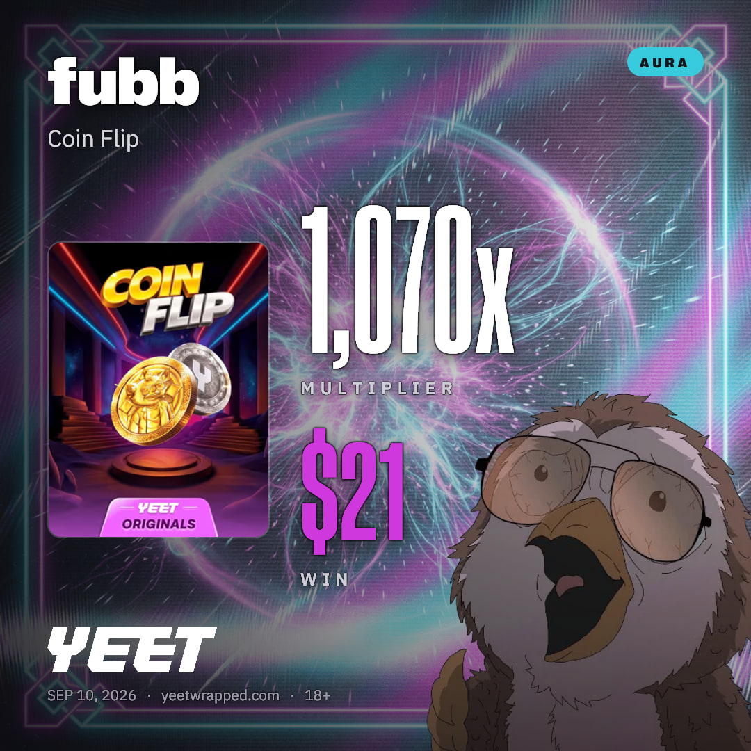 fubb hit 1,070x on Coin Flip