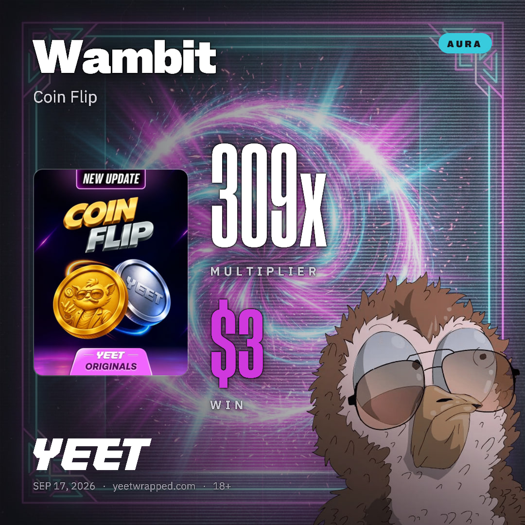 Wambit hit 308.8x on Coin Flip
