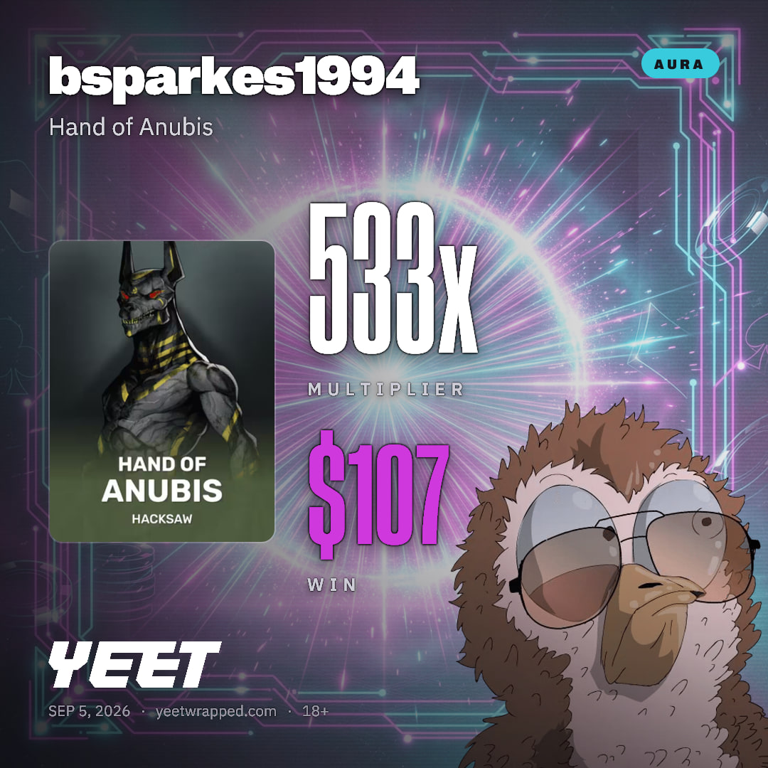 bsparkes1994 hit 533.3x on Hand of Anubis