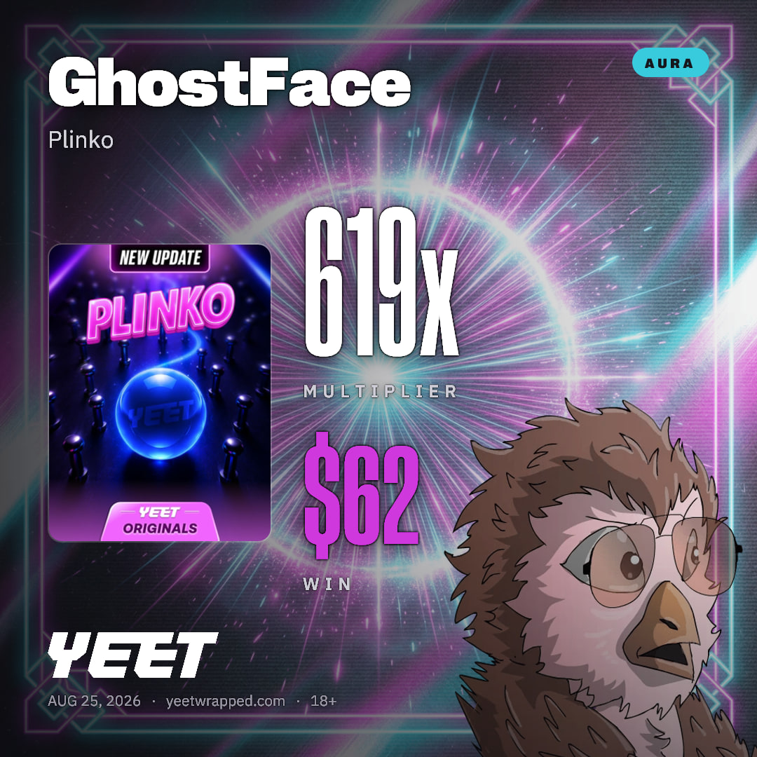 GhostFace hit 619x on Plinko