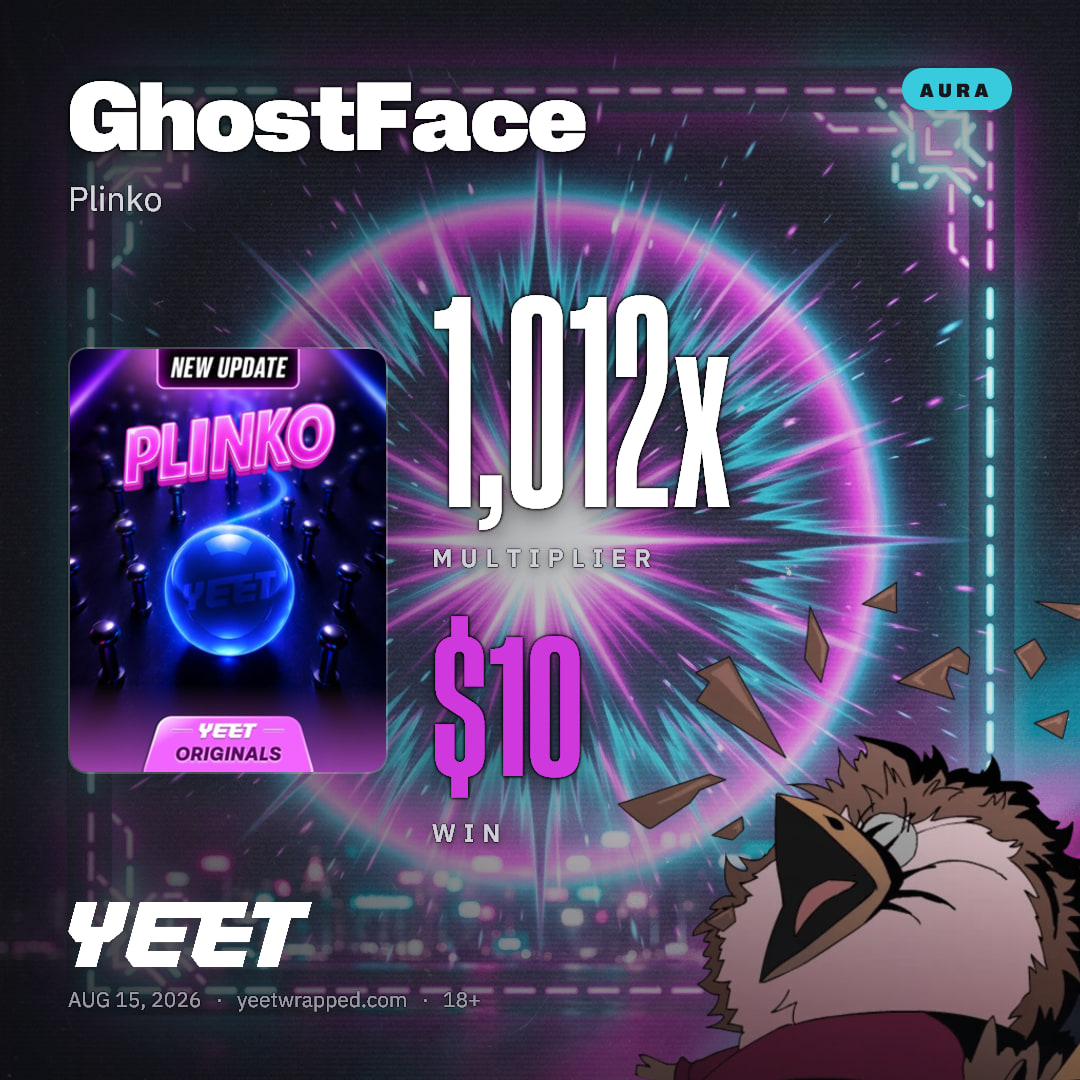 GhostFace hit 1,012x on Plinko