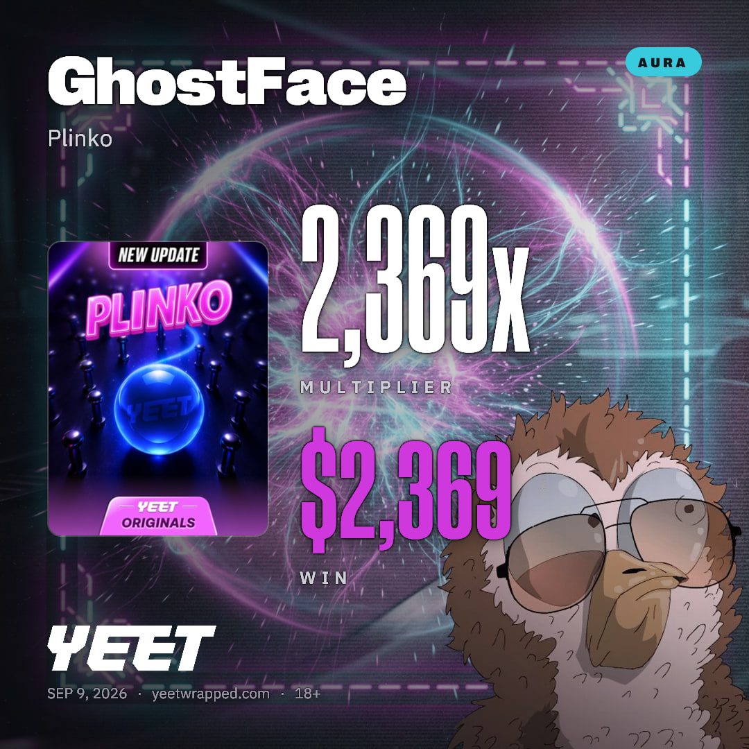 GhostFace hit 2,369x on Plinko
