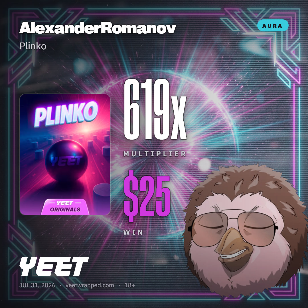 AlexanderRomanov hit 619x on Plinko