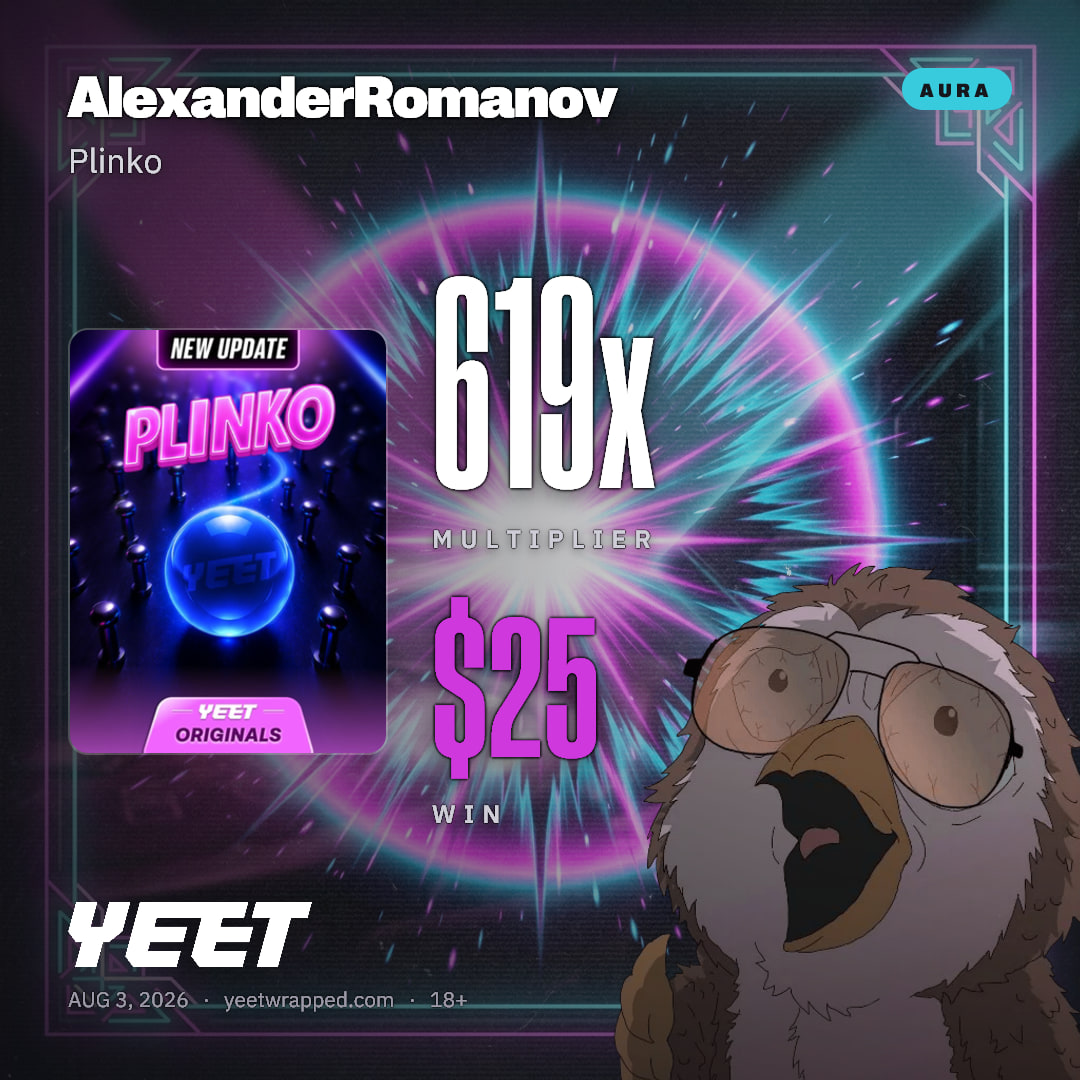 AlexanderRomanov hit 619x on Plinko
