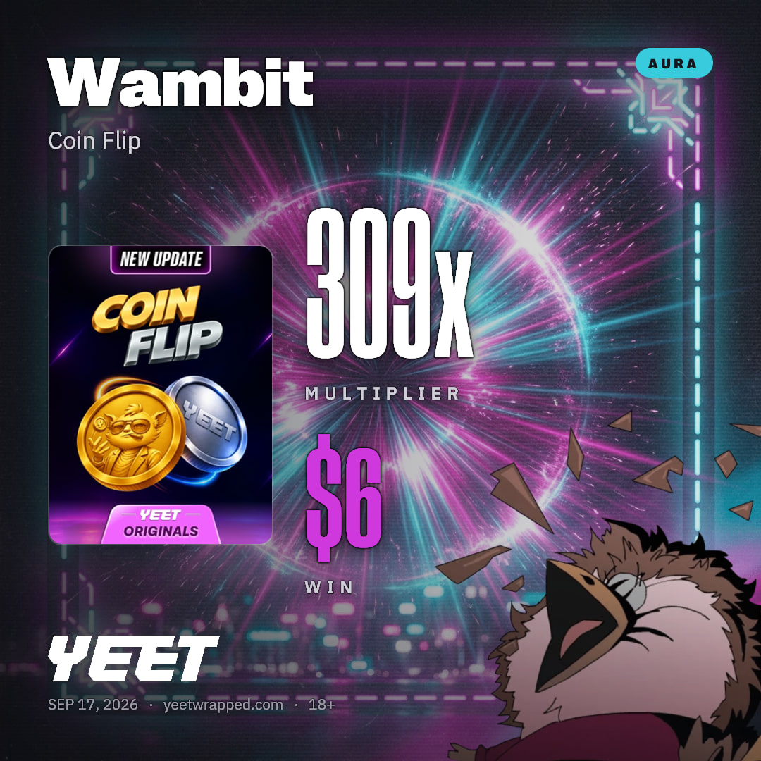 Wambit hit 308.8x on Coin Flip