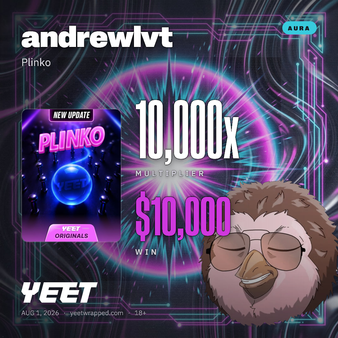 andrewlvt hit 10,000x on Plinko