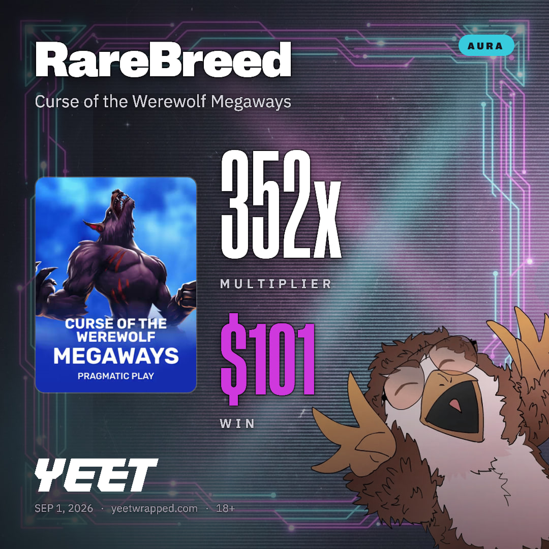 RareBreed hit 351.9x on Curse of the Werewolf Megaways