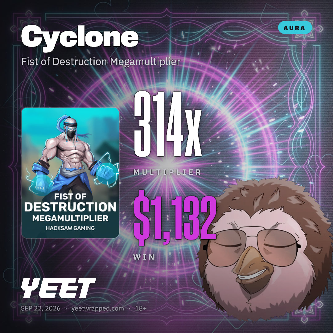 Cyclone hit 314.3x on Fist of Destruction Megamultiplier