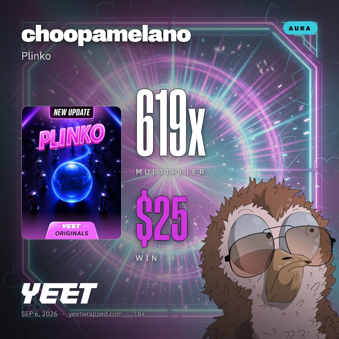 choopamelano hit 619x on Plinko