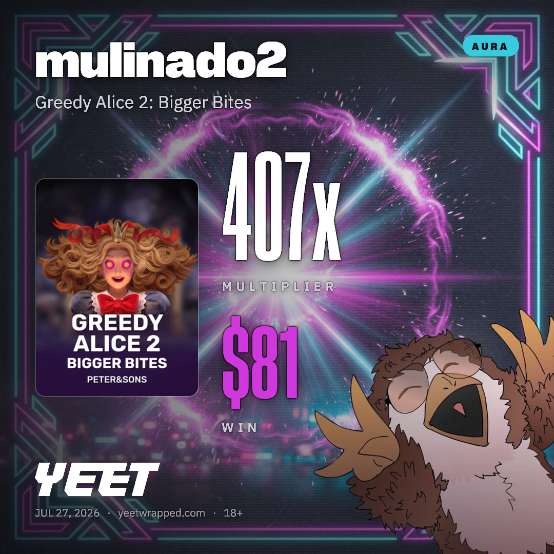 mulinado2 hit 407.1x on Greedy Alice 2: Bigger Bites