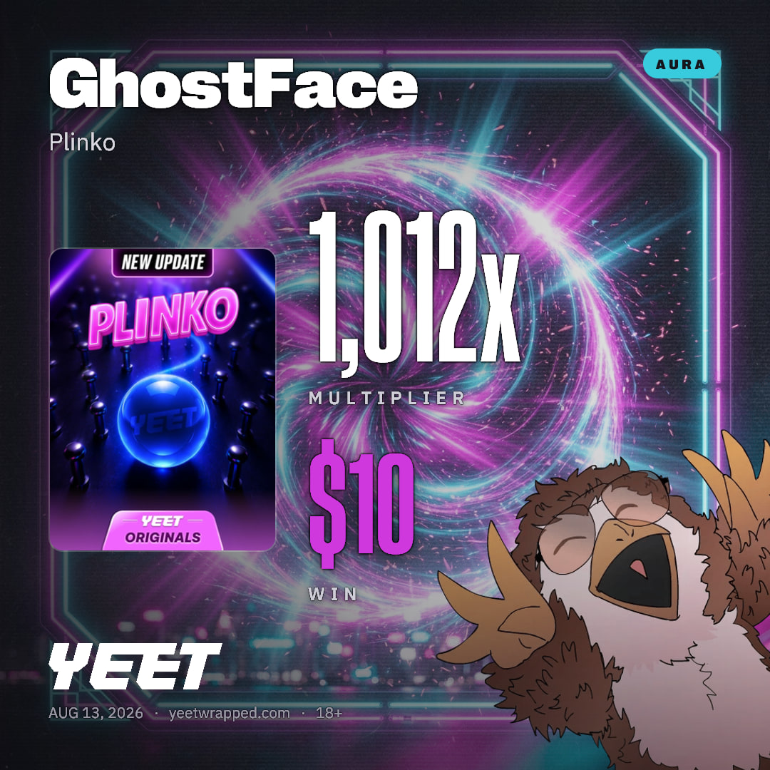 GhostFace hit 1,012x on Plinko