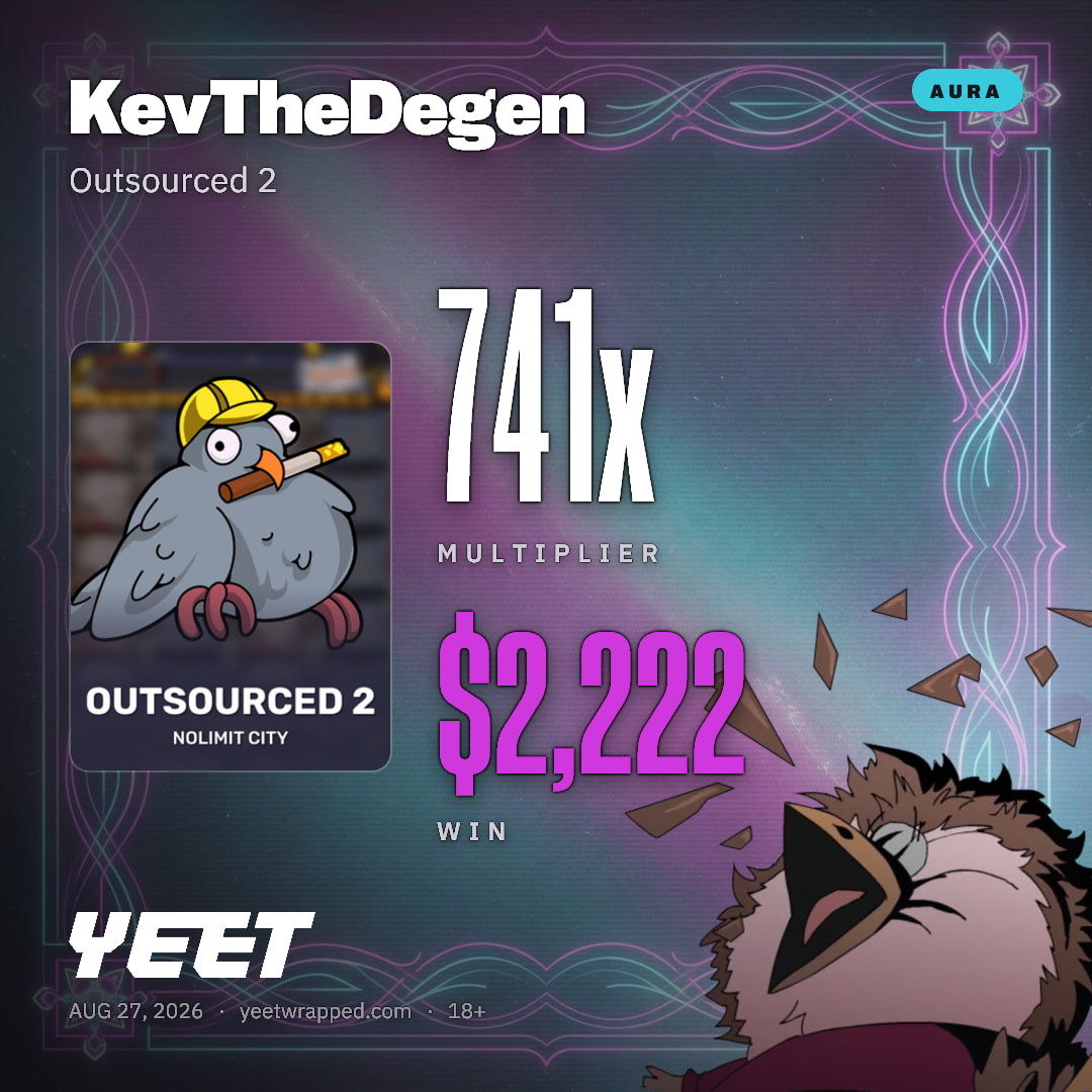 KevTheDegen hit 740.7x on Outsourced 2