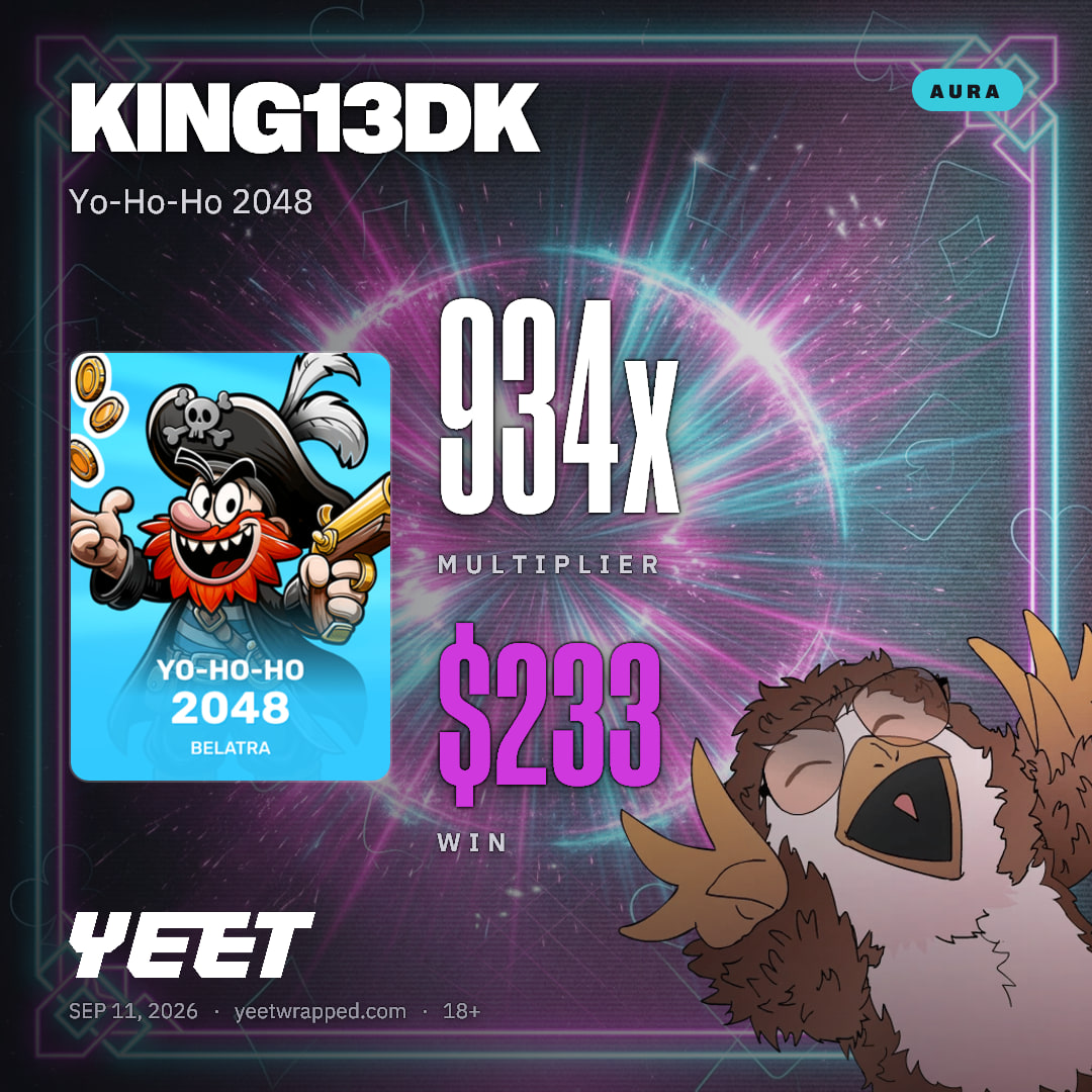 KING13DK hit 933.7x on Yo-Ho-Ho 2048