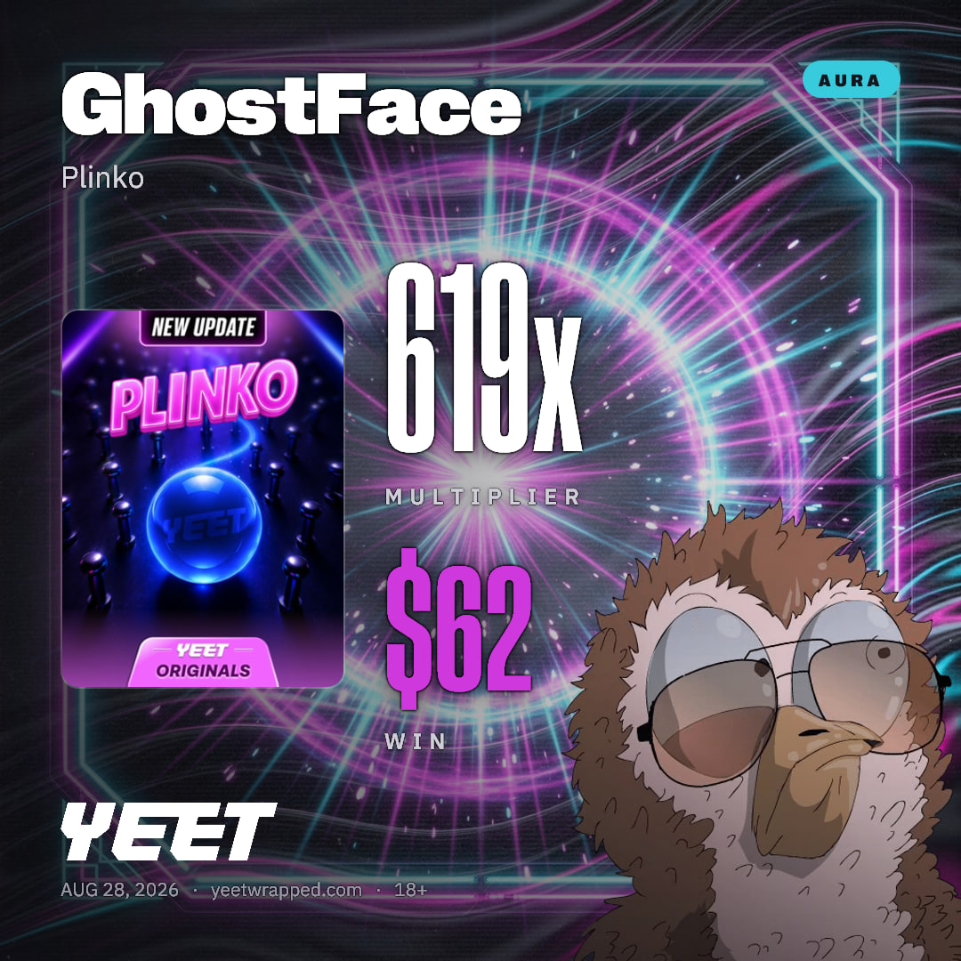 GhostFace hit 619x on Plinko