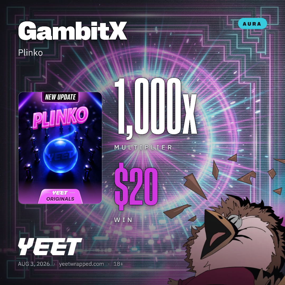 GambitX hit 1,000x on Plinko