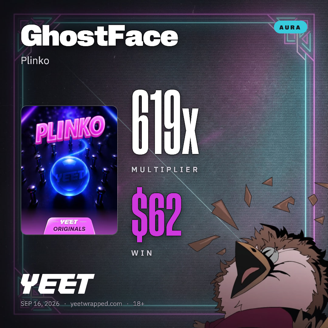 GhostFace hit 619x on Plinko