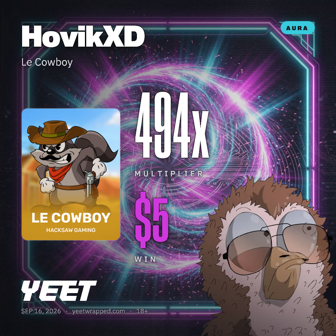 HovikXD hit 493.8x on Le Cowboy