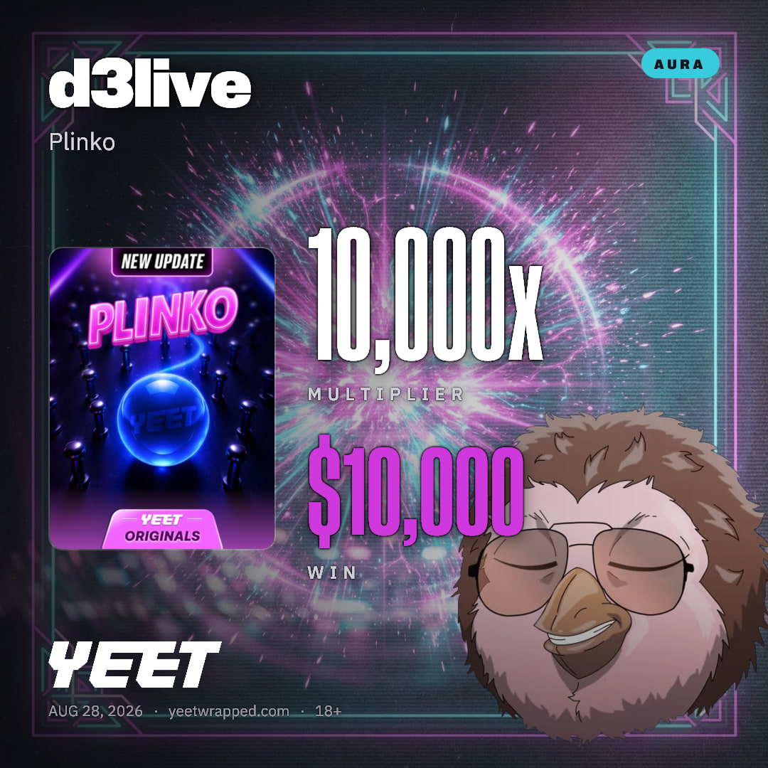 d3live hit 10,000x on Plinko