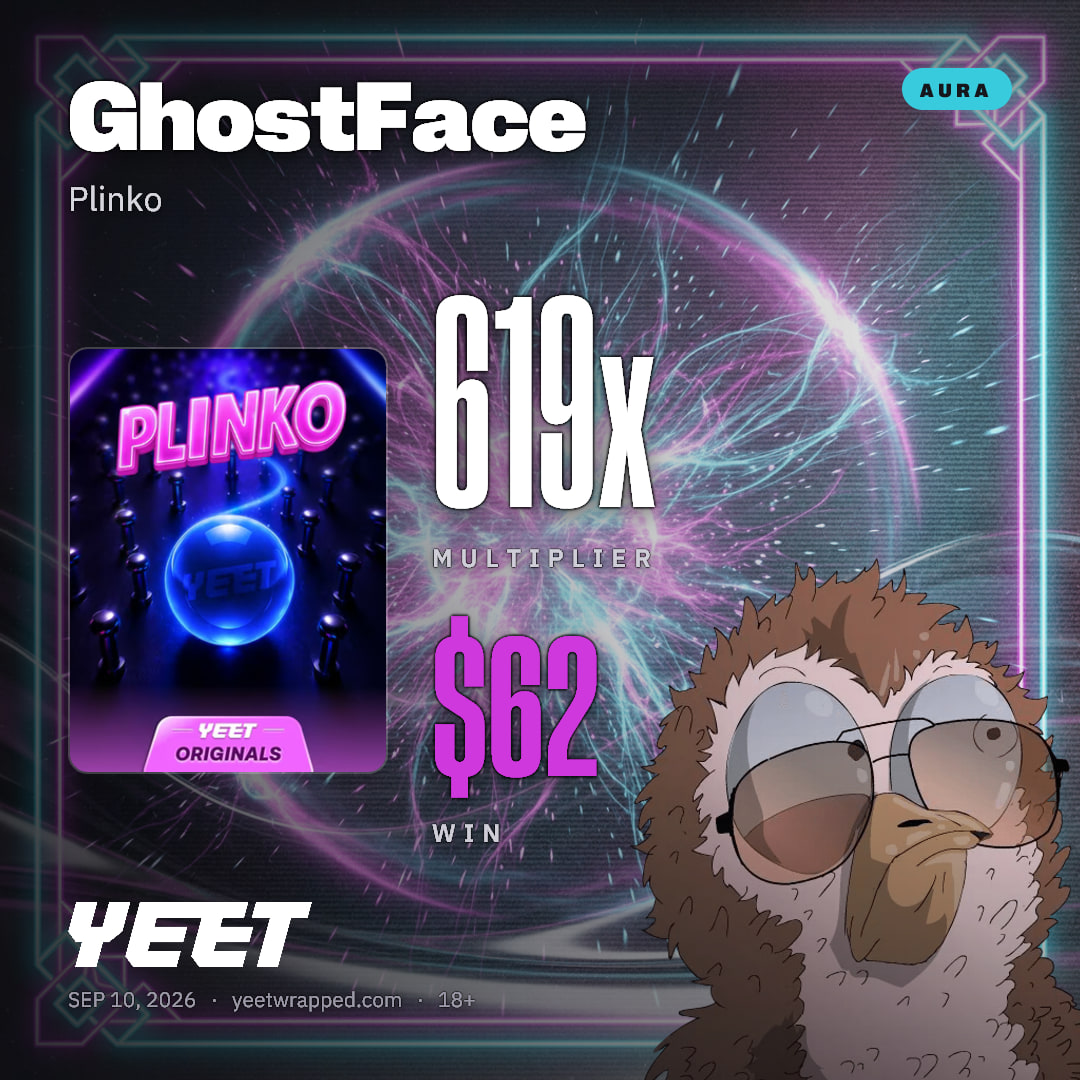 GhostFace hit 619x on Plinko