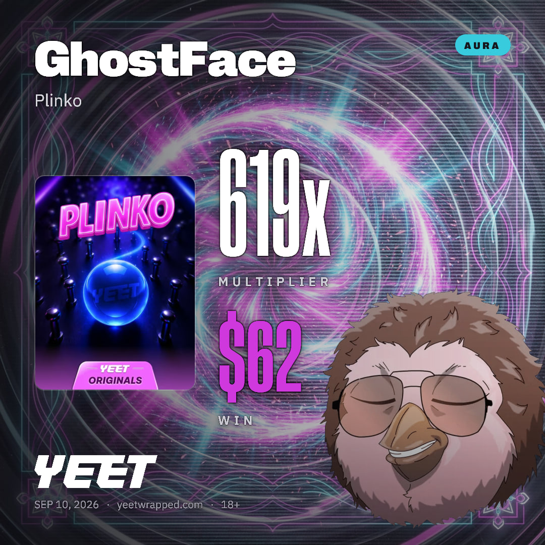GhostFace hit 619x on Plinko