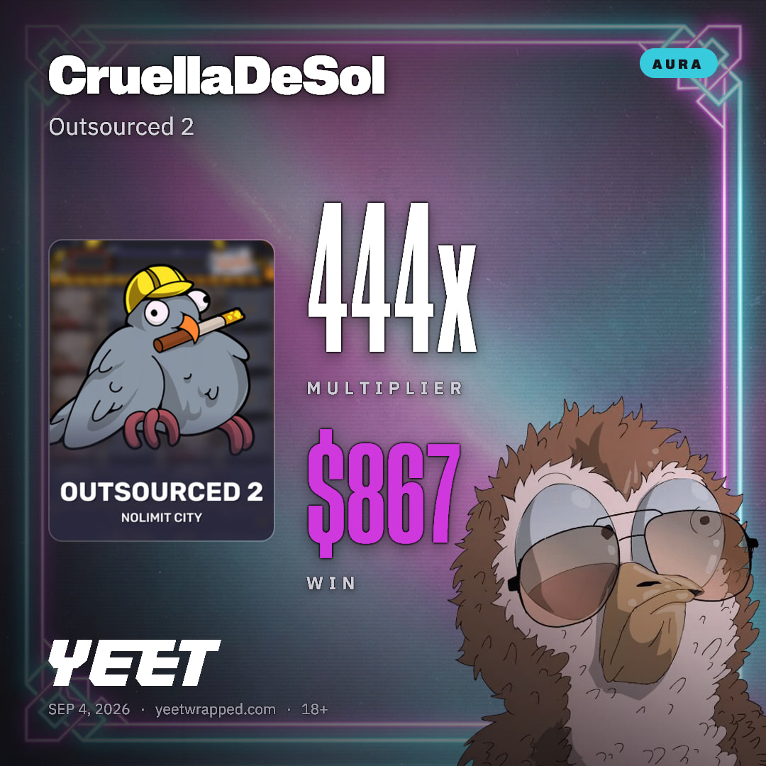 CruellaDeSol hit 444.1x on Outsourced 2