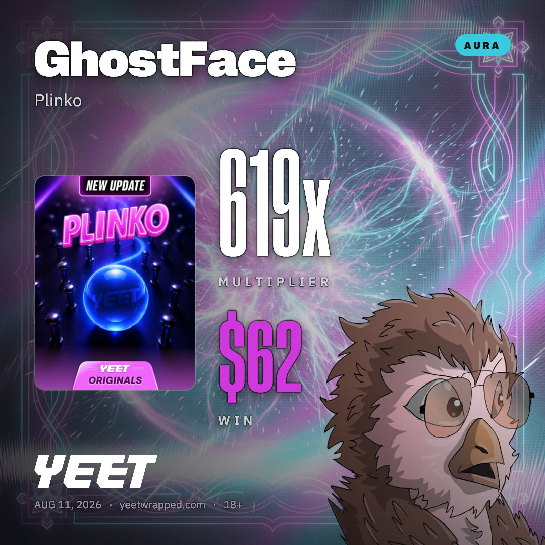 GhostFace hit 619x on Plinko