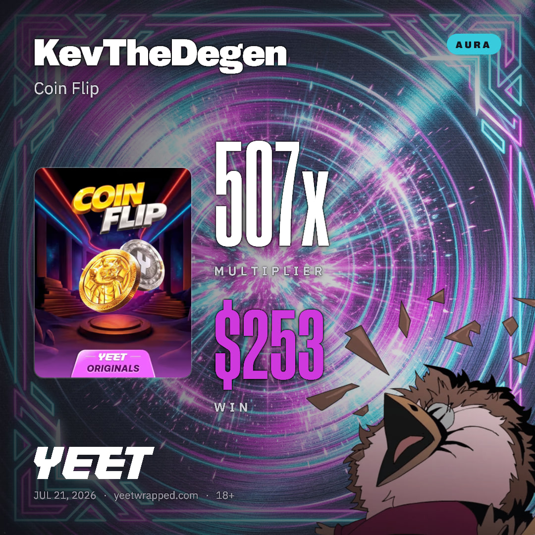 KevTheDegen hit 506.9x on Coin Flip