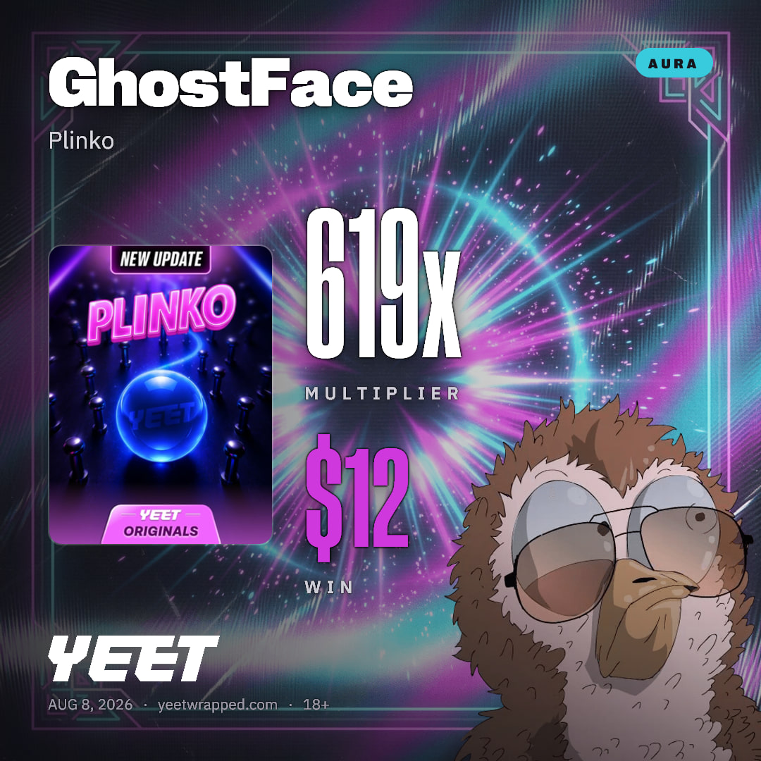 GhostFace hit 619x on Plinko