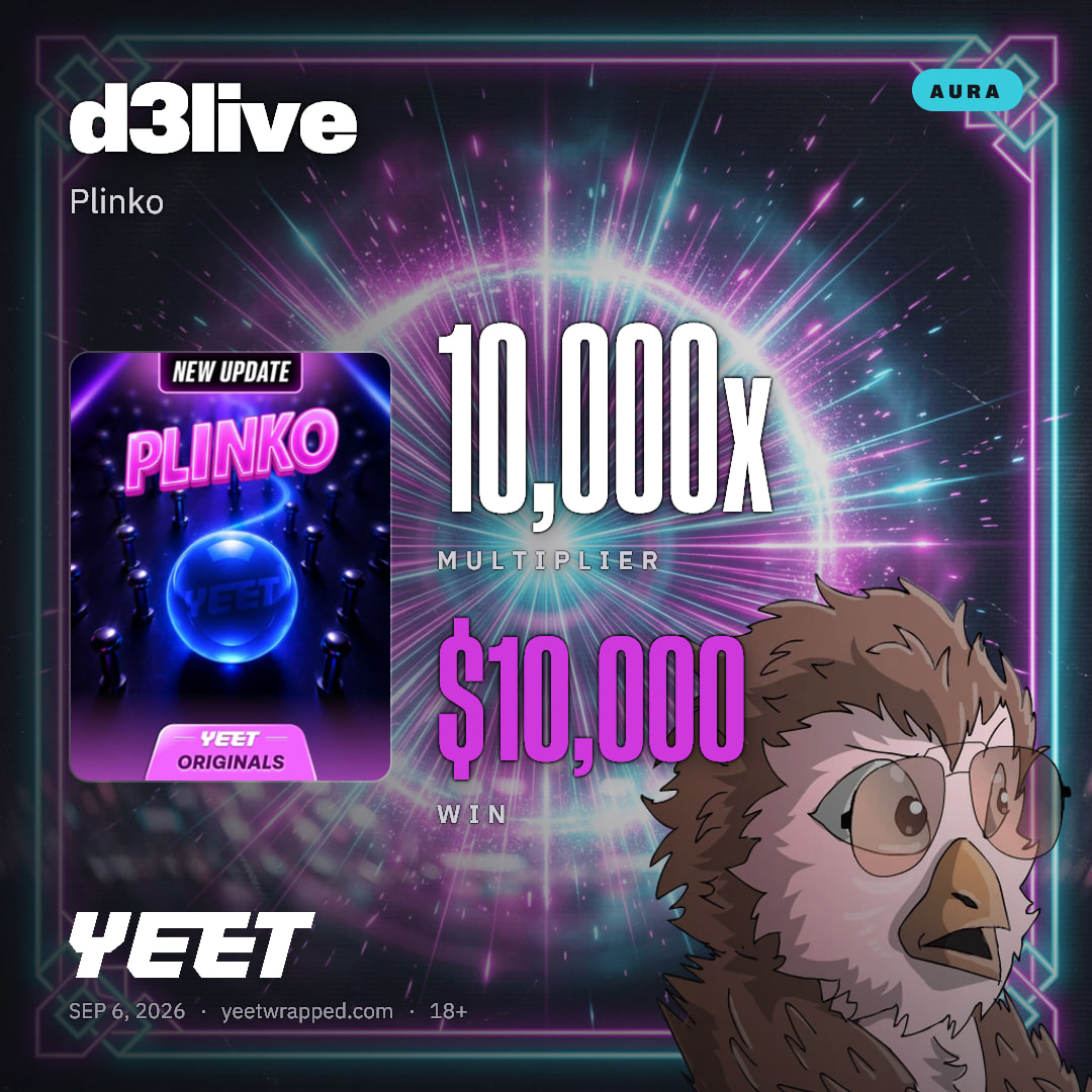 d3live hit 10,000x on Plinko