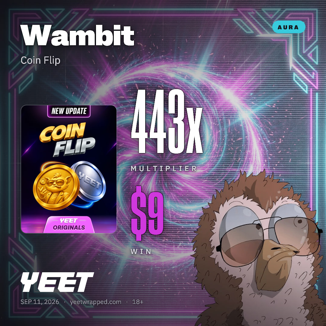 Wambit hit 442.9x on Coin Flip